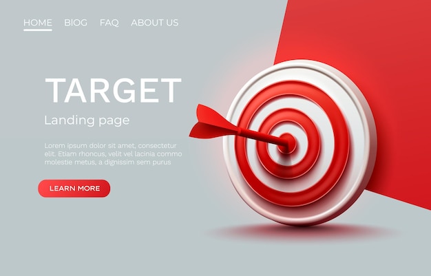 Target landing page banner geschäft 3d-symbol vektor