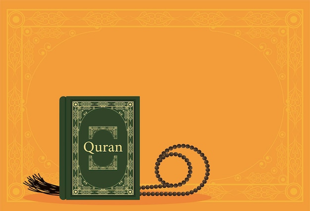 Tasbih und Koranbuch auf Orange