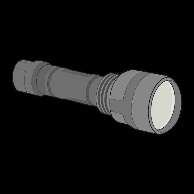 Taschenlampe des Lichtvektors, flaches Symbol, Taschenlampenbeleuchtung mit Scheinwerfer oder Blitz, Illustration einer blinkenden Lichtlaterne isoliert auf schwarzem Hintergrund, Vektorillustration Folge 10