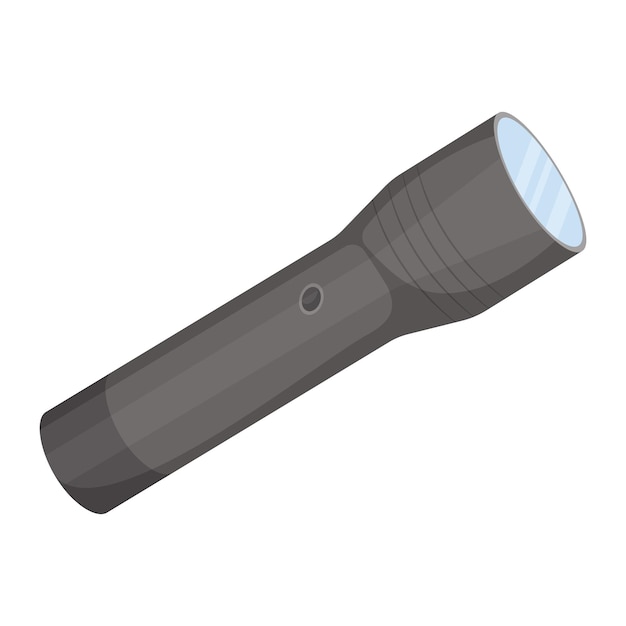 Taschenlampe isoliert auf weißem Hintergrund Flache Vektorgrafik