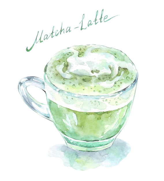 Tasse grüne Matcha-Latte isoliert