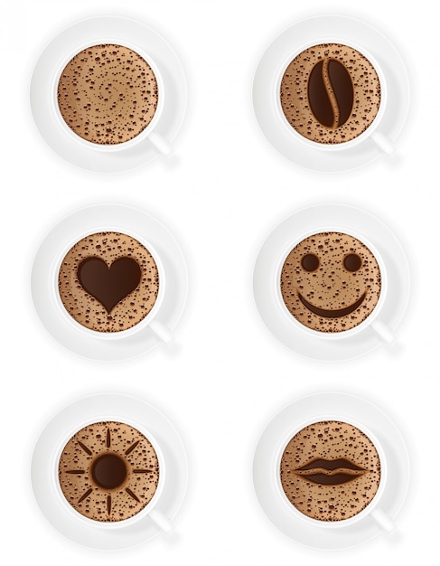 Tasse kaffee crema mit unterschiedlicher symbolvektorillustration