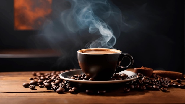 Tasse Kaffee mit einem rauchigen Hintergrundvektor