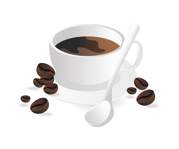 Tasse Kaffee und Bohnen