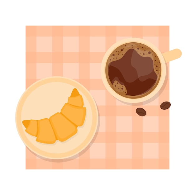 Tasse kaffee und croissant