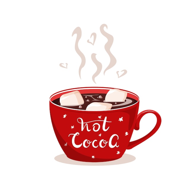 Tasse mit kakao und marshmallows zum warmhalten an wintertagen für werbung für backbanner und café