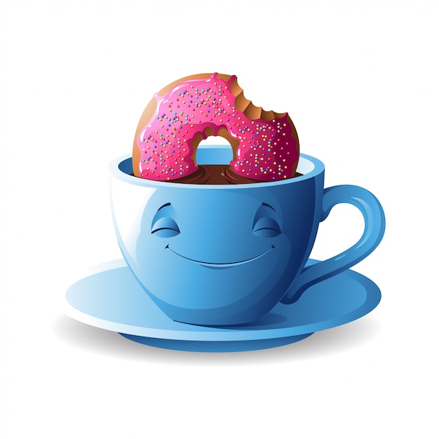 Tasse tee mit einem donut.