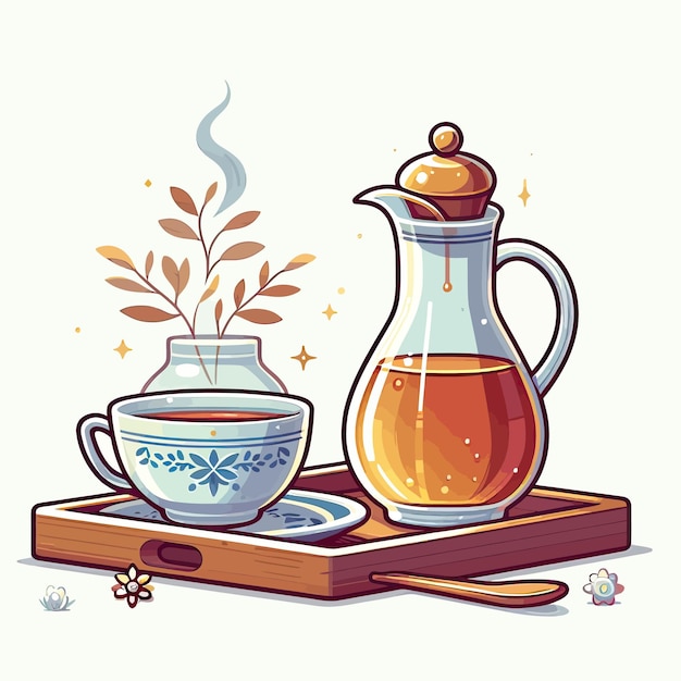 Tasse tee neben der pflanze