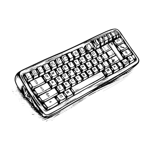 Vektor tastatur-vektorzeichnung. isolierte, handgezeichnete illustration im gravierten stil