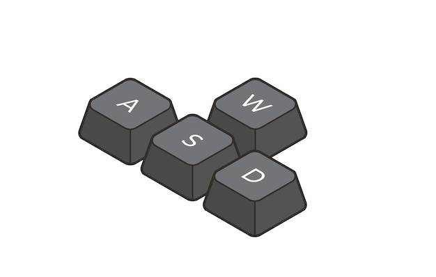 Tastatursteuerungstasten AWSD im isometrischen Stil