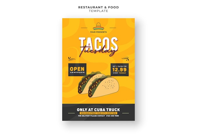 Tasty mexican tacos Restaurant Menü Cover Social Media Flyer Banner Design