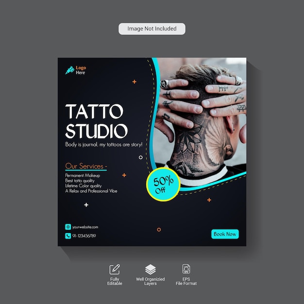 Tattoo Studio Social Media Posts Designvorlage