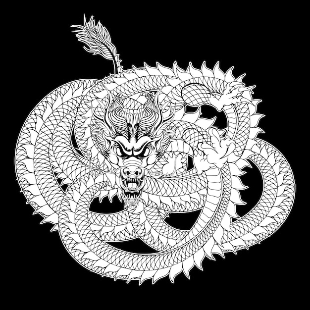 Tattoo-vektorillustration im japanischen stil des drachen