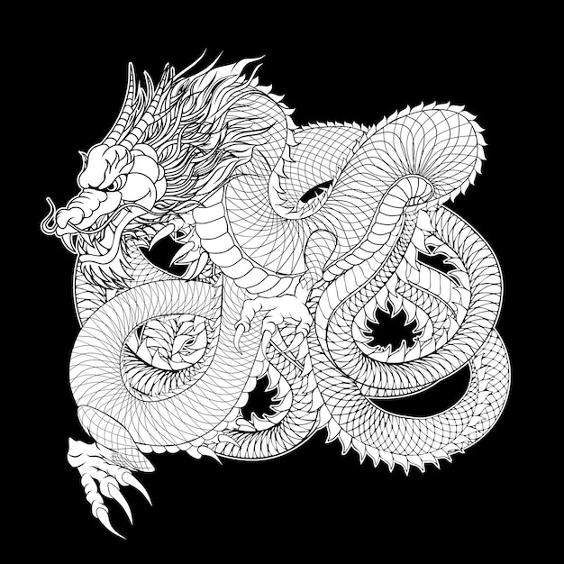 Tattoo-vektorillustration im japanischen stil des drachen