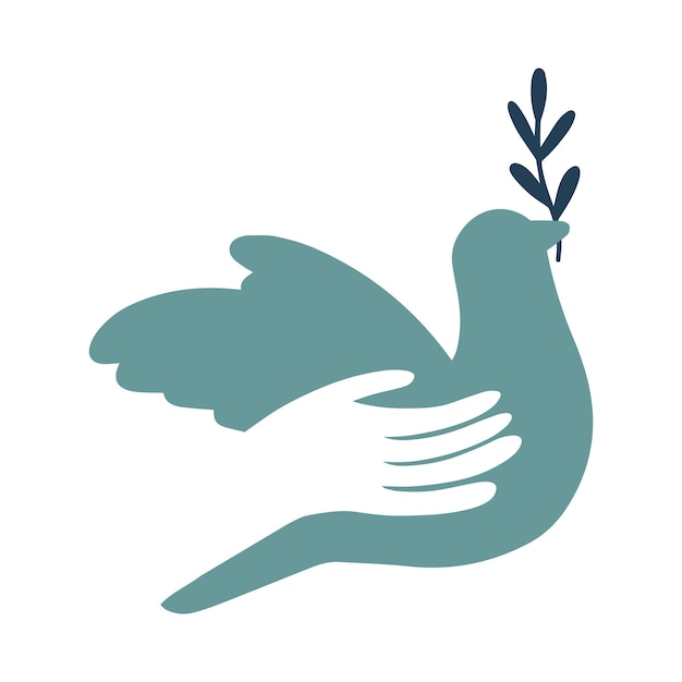 Taube des Friedens Vogel Hand Cartoon Stil Internationaler Tag des Friedens Frieden in der Welt Konzept Gewaltlosigkeit Vektor