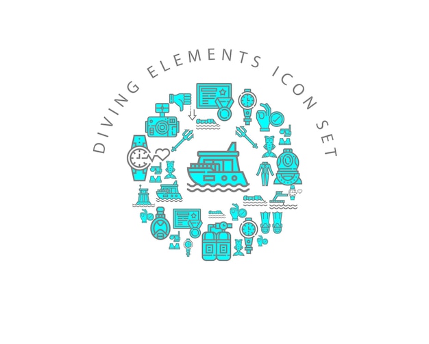 Tauchelemente-Icon-Set-Design