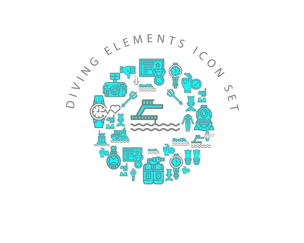 Tauchelemente-Icon-Set-Design