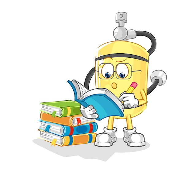 Taucherzylinder studiert Maskottchen-Cartoon-Vektor