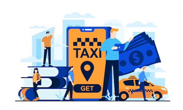 Taxi online flat illustration