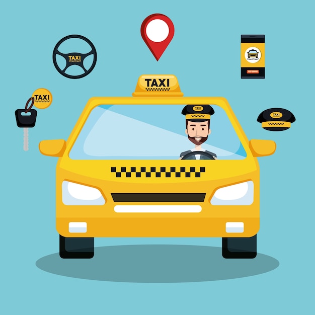 Taxi-service-fahrer-auto-app intelligente transport reisen