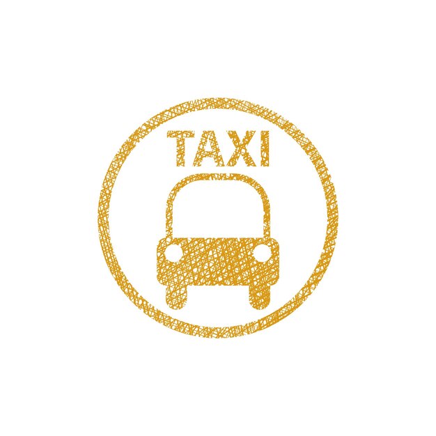 Vektor taxi-zeichen-vektor-symbol mit handgezeichneten linien-textur