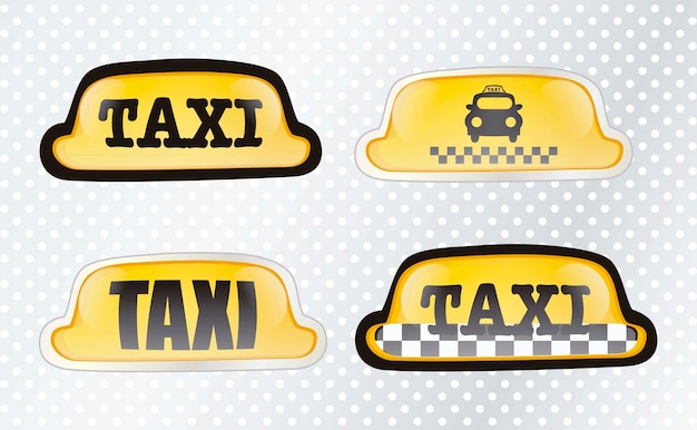 Taxizeichen eingestellt mit silberner hintergrundvektorillustration