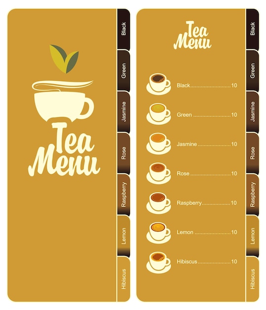 Vektor tea-card-menü