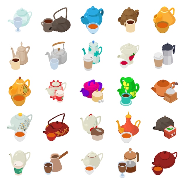 Tea day icon set