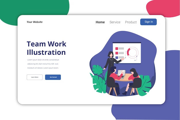 Vektor team work page illustration vorlage flaches design