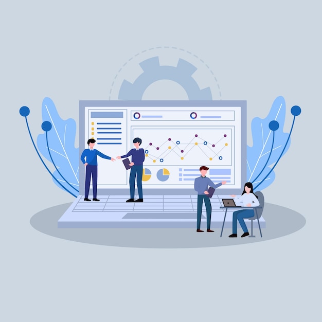 Teamarbeit, Erfolg, Flache, Illustration