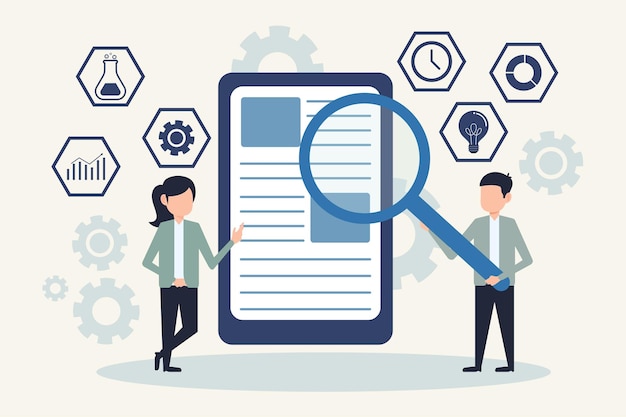 Teamarbeit in der Datenanalyse Geschäftsstrategie Illustration