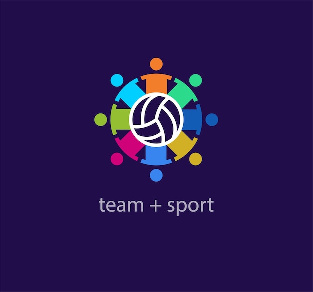 Teamsport modernes logo. einzigartige farbübergänge. menschen radeln logo-vorlage um den ball. vektor.