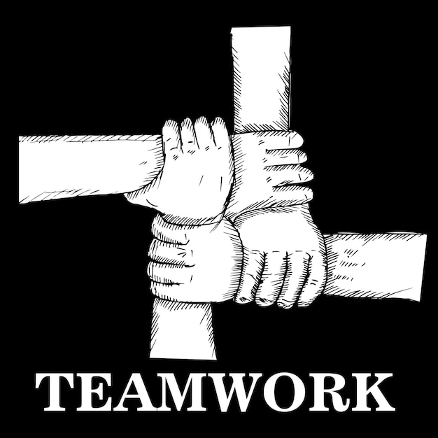 Vektor teamwork, doodle-illustration und skizze