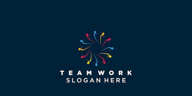 Teamwork-Logo-Symbol mit modernem abstraktem Konzept Premium-Vektor