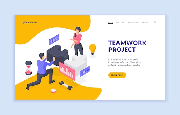 Teamwork-projekt-landingpage-banner-vorlage