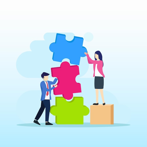 Teamwork-Zusammenarbeit, die Vektor-Illustration gewinnt
