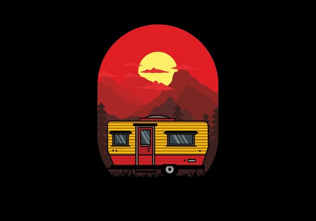 Vektor teardrop van camper illustration abzeichen design