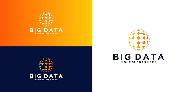 Tech Globe Logo-Design mit miteinander verbundenen unterbrochenen Kreisen und Visitenkarten