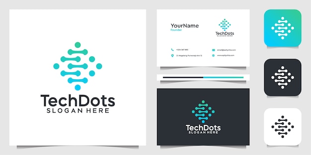 Tech logo illustration design. logo und visitenkarte