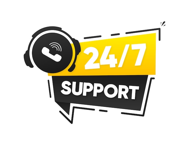 Vektor tech support chat support-service für benutzerberatung flaches banner des kundensupports call center 24 7 hotline-support-service vektor-illustration