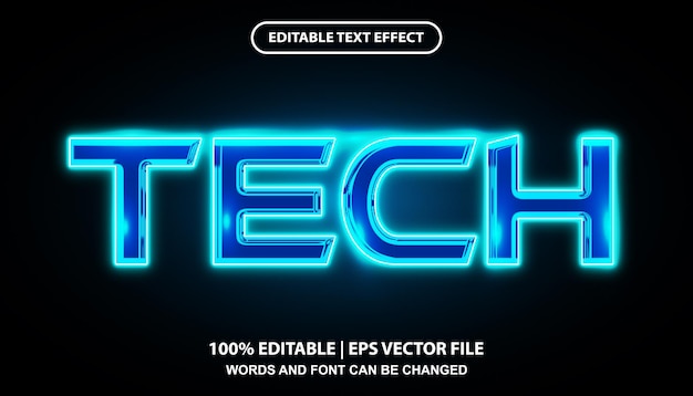 Technisch bearbeitbare Texteffektvorlage, futuristisch leuchtender Neonlichteffekt-Schriftstil