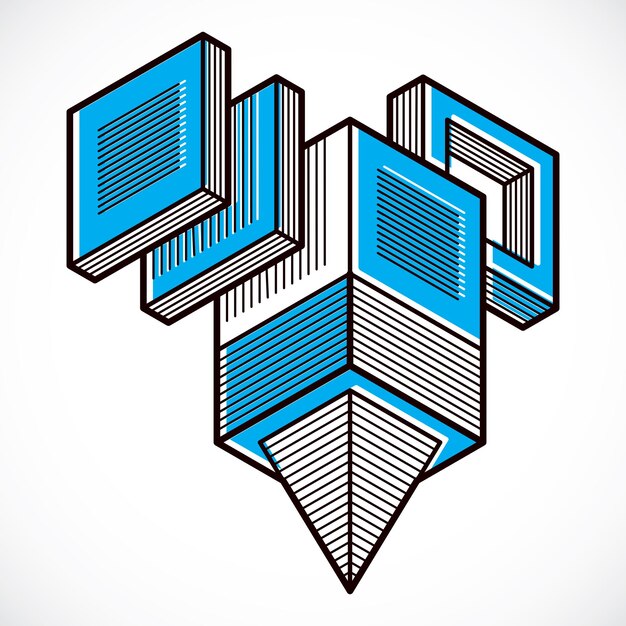 Technische abstrakte Form, polygonale 3D-Vektorfigur.