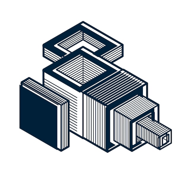 Technische abstrakte Form, polygonale 3D-Vektorfigur.