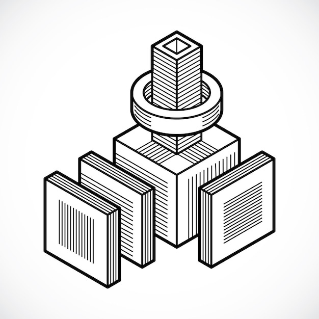 Technische abstrakte form, polygonale vektorfigur.