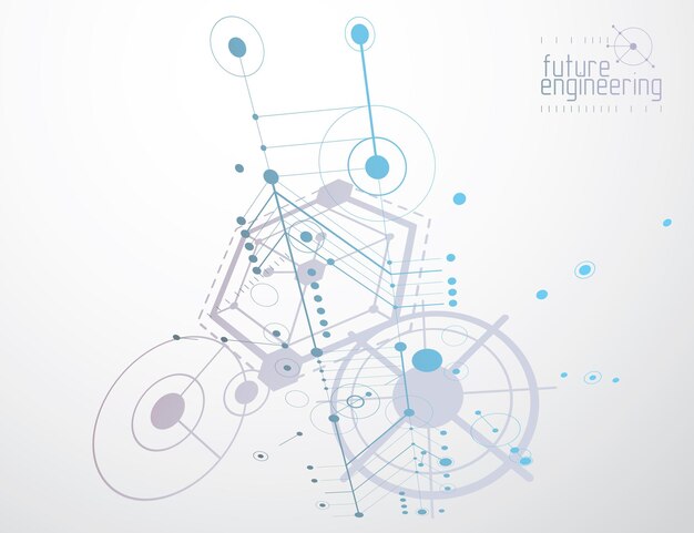 Technische technologische Vektortapete aus Sechsecken, Kreisen und Linien. Moderne geometrische Komposition kann als Vorlage und Layout verwendet werden. Abstrakter technischer Hintergrund.