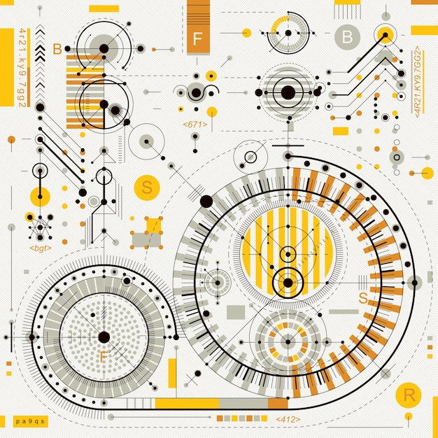 Technische Zeichnung mit gestrichelten Linien und geometrischen Formen, Vektor-futuristische Technologietapete, technischer Entwurf.