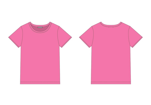 Vektor technisches skizzen-t-shirt für damen in rosa farben. unisex-unterwäsche top-design-vorlage. t-shirt-vektor-illustration