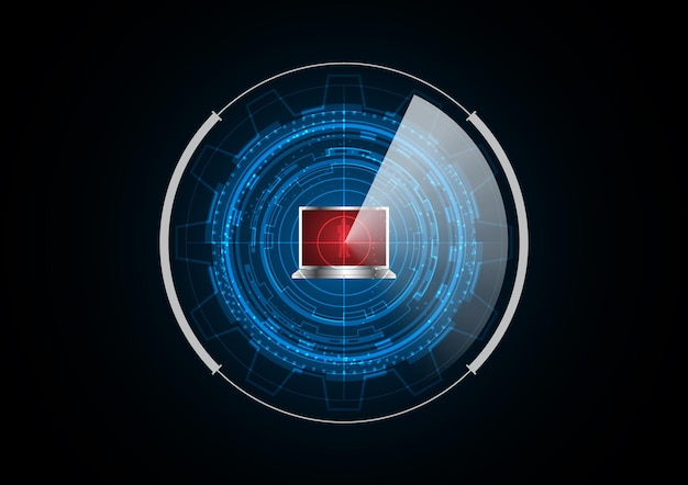 Technologie abstrakter zukünftiger Geschäftsmann Laptop Radar Sicherheitskreis Hintergrund Vektor Illustration