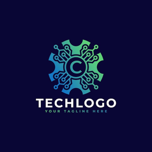 Technologie Anfangsbuchstabe C Logo Design Template Element