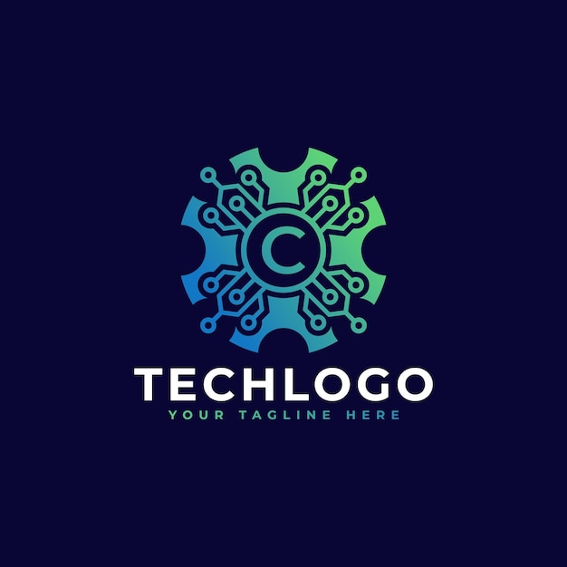 Vektor technologie anfangsbuchstabe c logo design template element